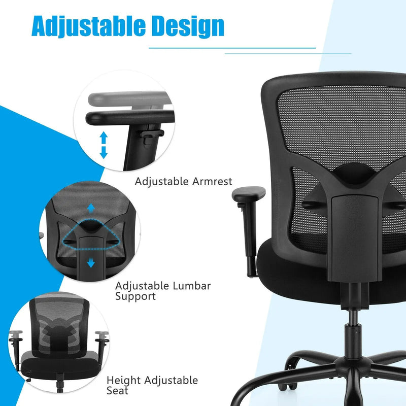 400LBS Mesh Big and Tall Office Chair Swivel Task Chair by DirectDeals