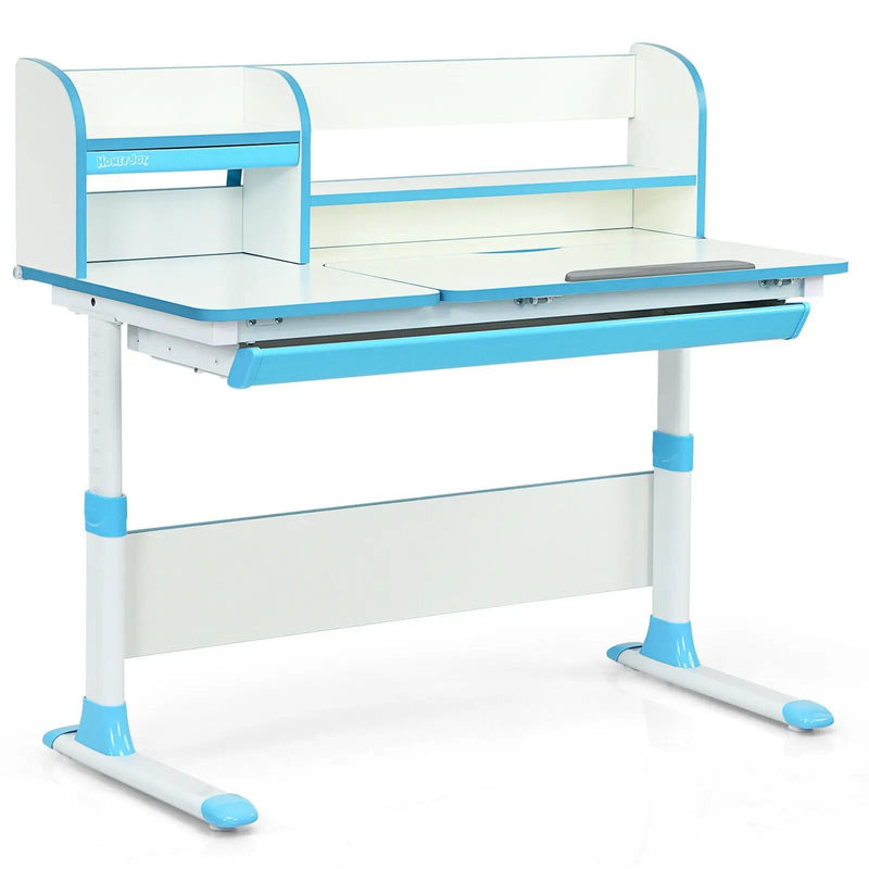 Adjustable Height Study Desk with Drawer and Tilted Desktop for School and Home by DirectDeals