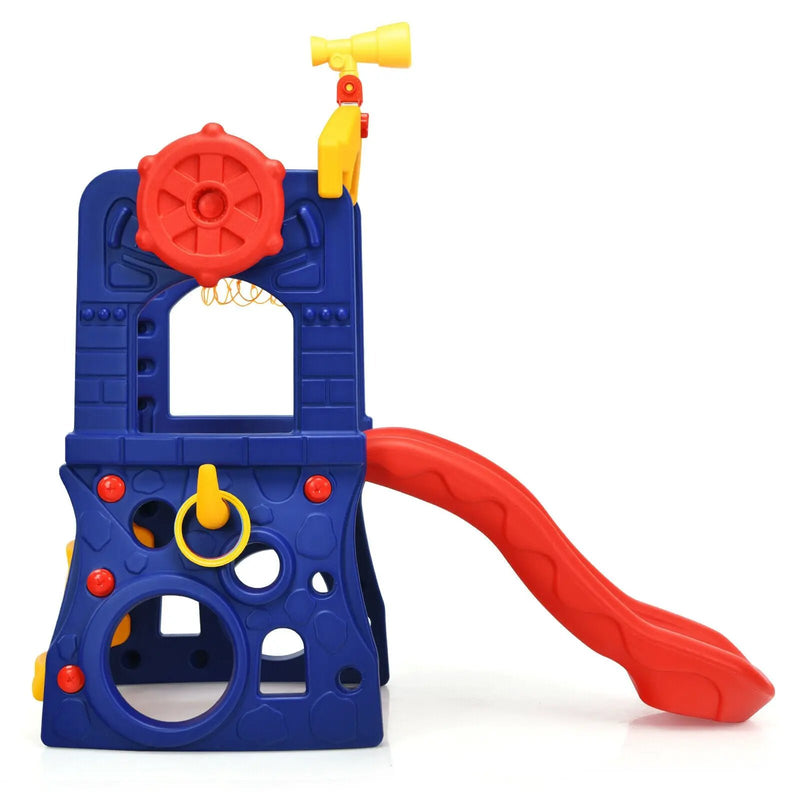 6-in-1 Freestanding Kids Slide with Basketball Hoop and Ring Toss by DirectDeals