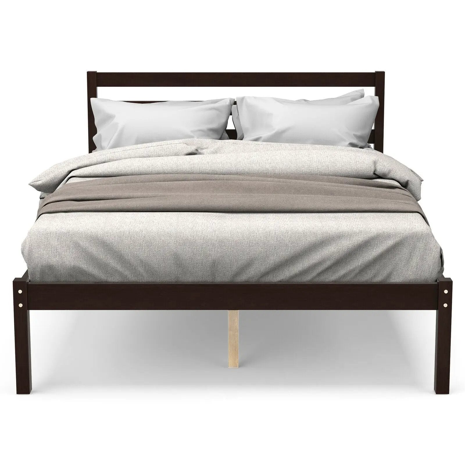 Full Size Bed frame Foundation with Solid Wooden Slat Suppor by DirectDeals