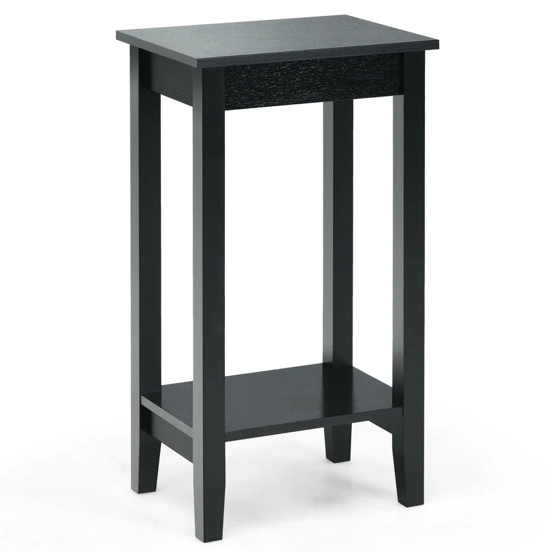 2-Tier Nightstand End Side Wooden Legs Table for Bedroom by DirectDeals