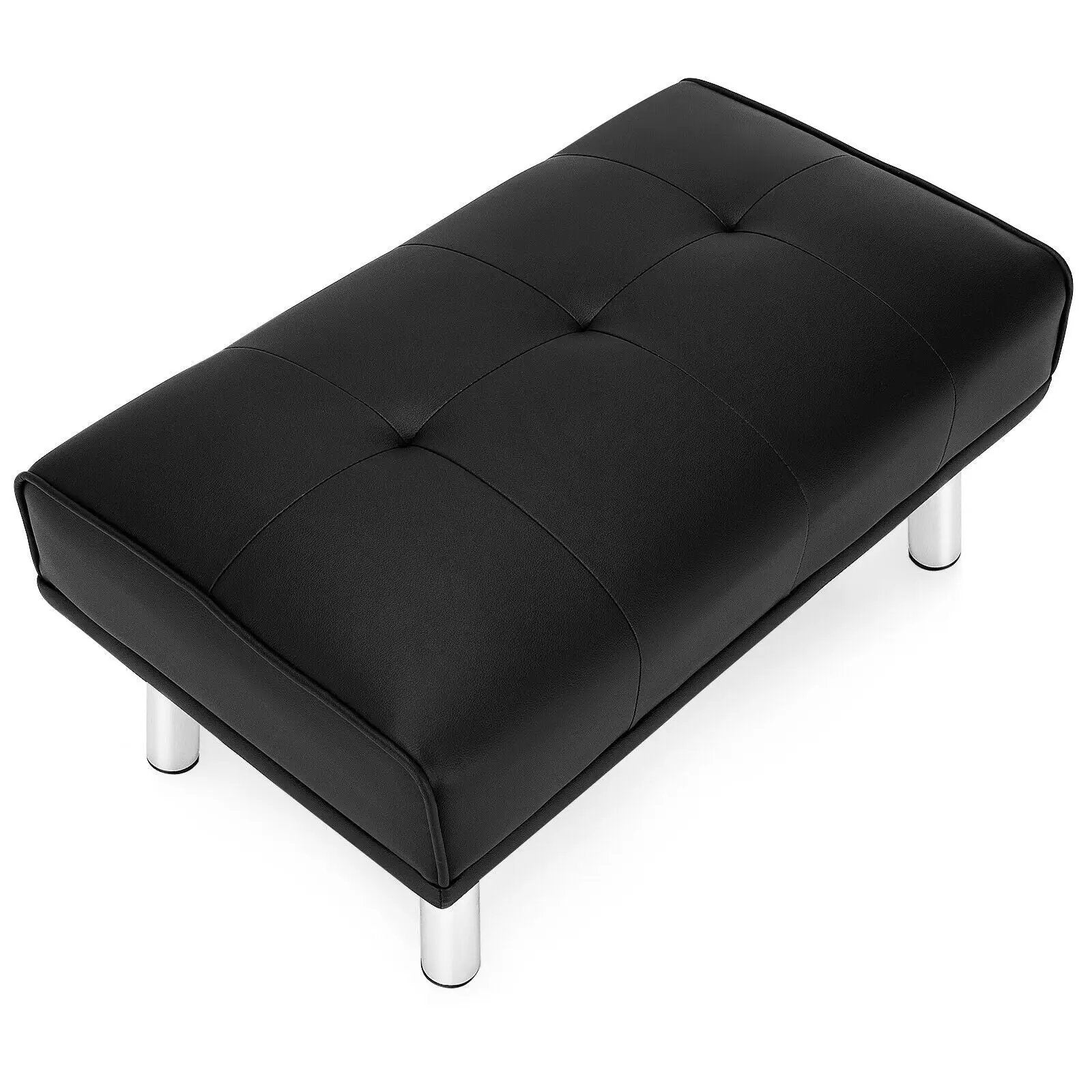 Rectangle Tufted Ottoman with Stainless Steel Legs for Living Room by DirectDeals