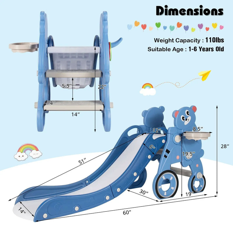 4-in-1 Foldable Baby Slide Toddler Climber Slide PlaySet with Ball by DirectDeals