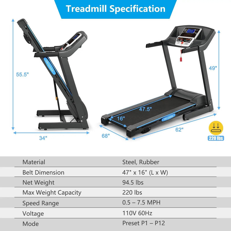 2.25 HP Folding Electric Motorized Power Treadmill Machine with LCD Display by DirectDeals