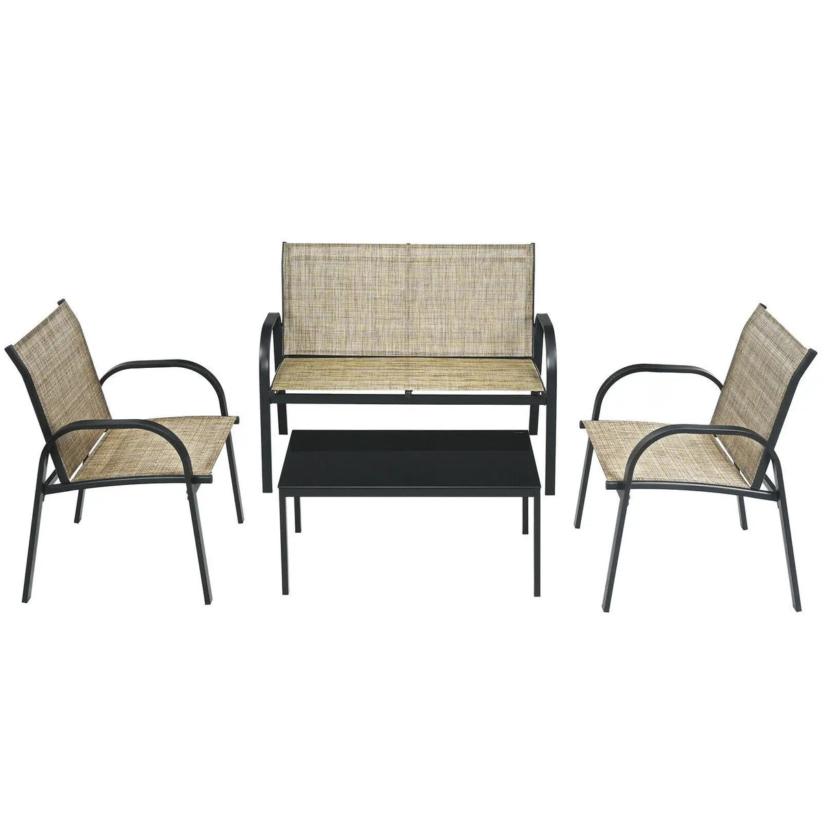 4 Pieces Patio Furniture Set with Glass Top Coffee Table by DirectDeals