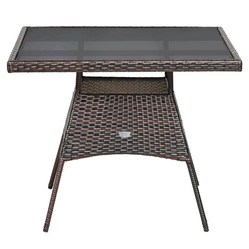 5 Pieces Patio Rattan Dining Furniture Set with Arm Chair and Wooden Table Top by DirectDeals