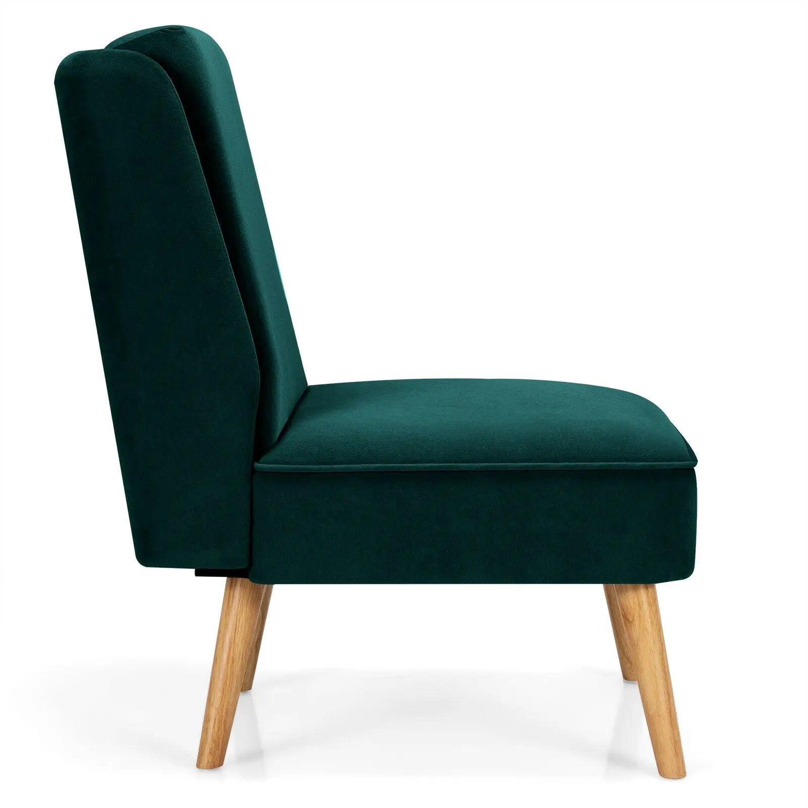 Velvet Accent Armless Side Chair with Rubber Wood Legs for Bedroom by DirectDeals