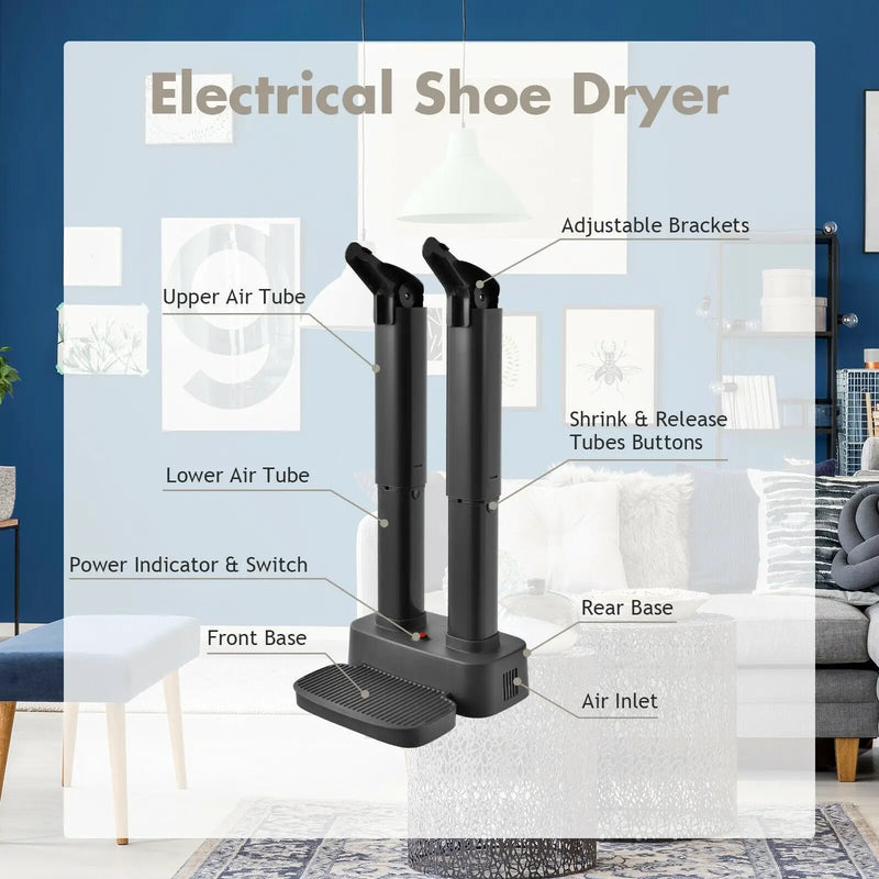 2-Shoe Electric Shoe Dryer with Portable Adjustable Warmer by DirectDeals