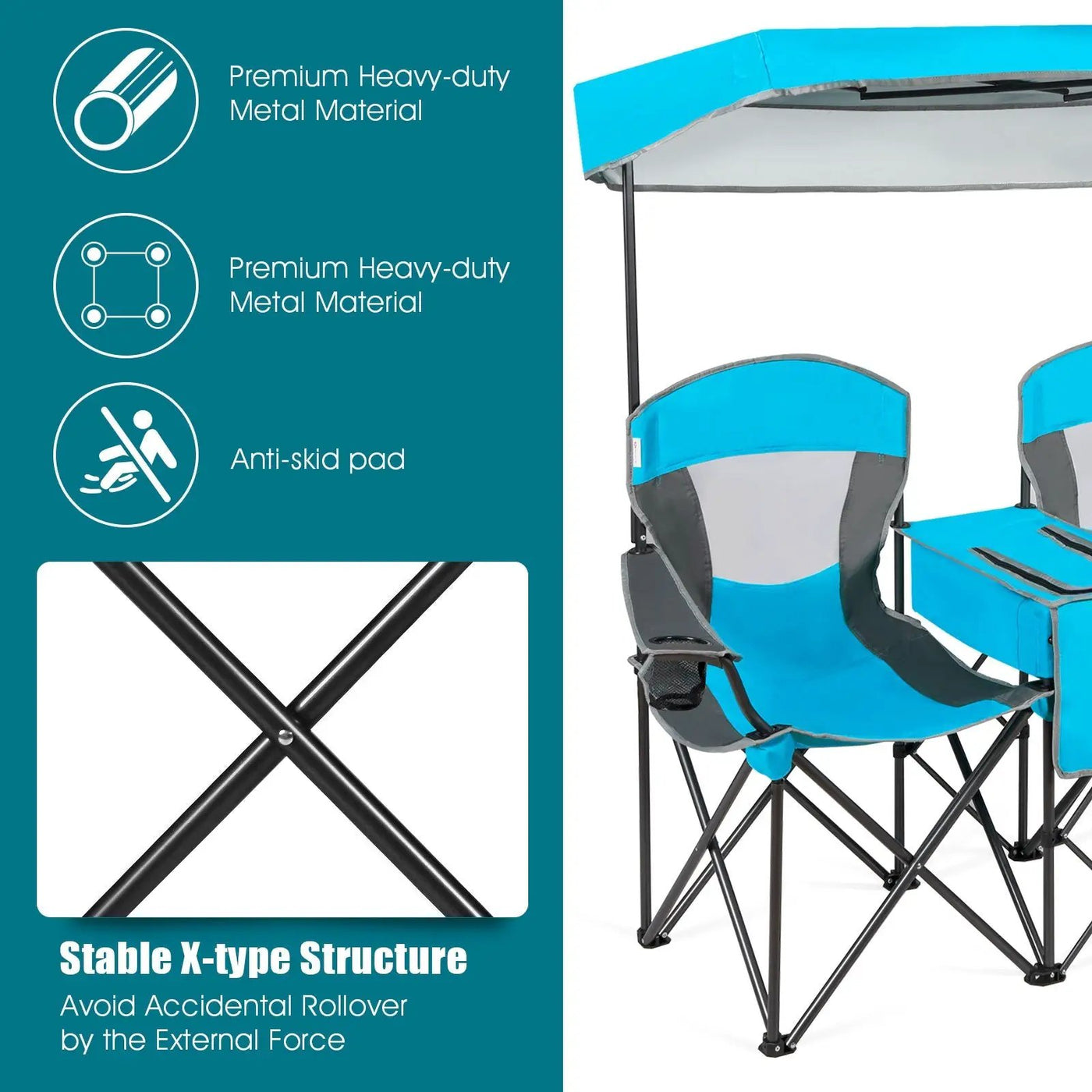 Portable Folding Camping Canopy Chairs with Cup Holder by DirectDeals