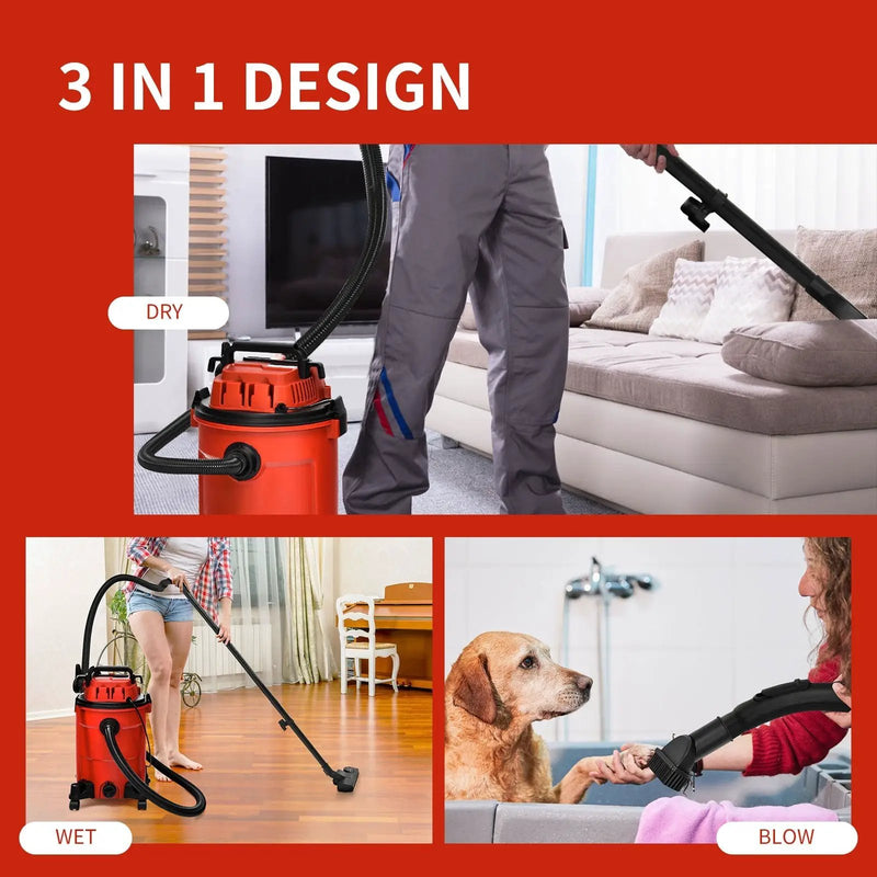 3 in 1 6.6 Gallon 4.8 Peak HP Wet Dry Vacuum Cleaner with Blower by DirectDeals