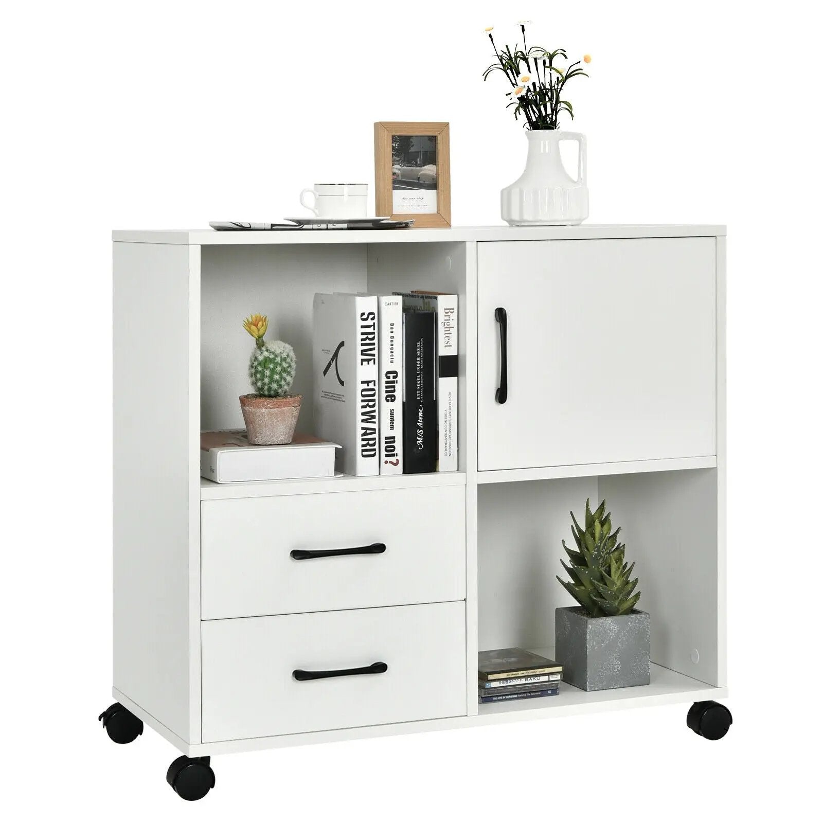 Mobile File Cabinet with Lateral Printer Stand and Storage Shelves by DirectDeals