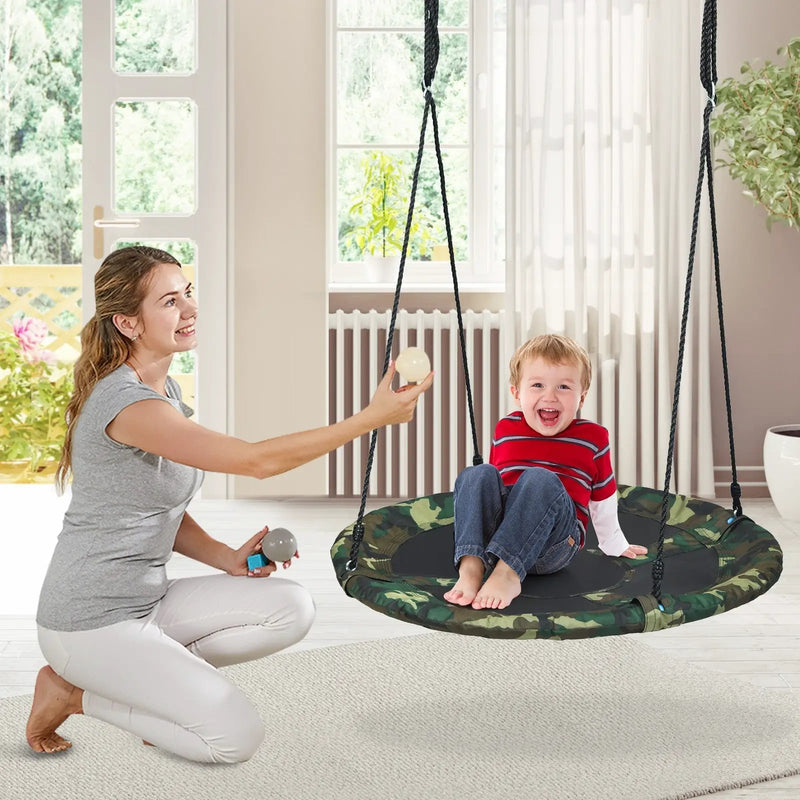 40 Inch Flying Saucer Tree Swing Outdoor Play Set with Adjustable Ropes Gift for Kids by DirectDeals