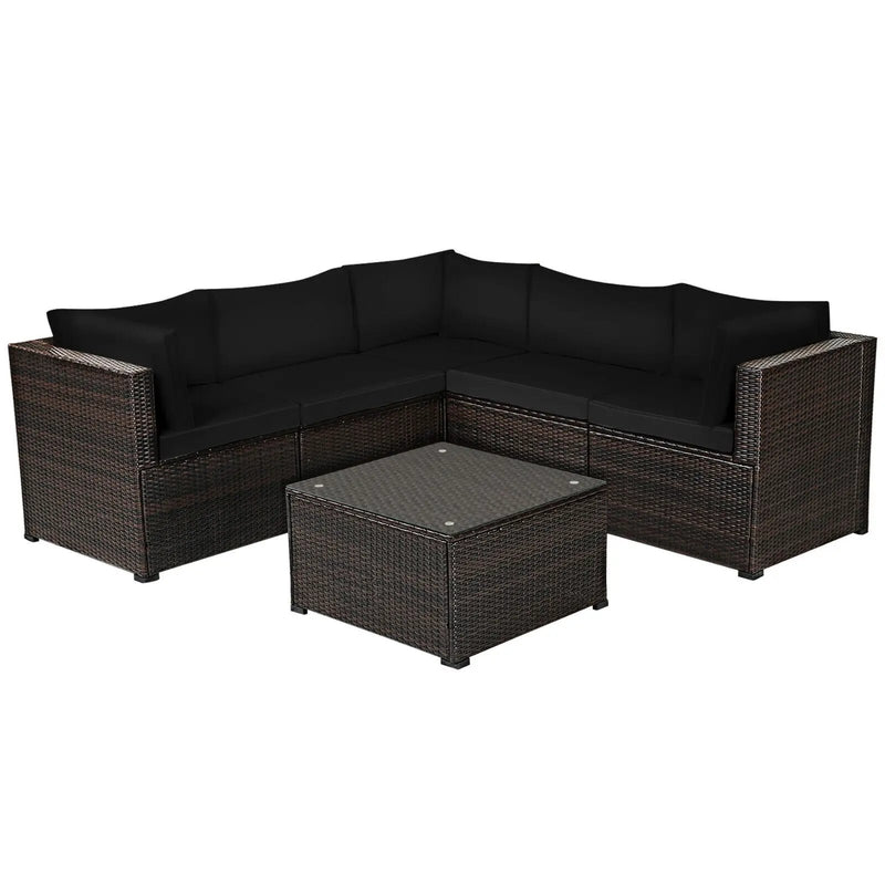 6 Pieces Patio Furniture Sofa Set with Cushions for Outdoor by DirectDeals