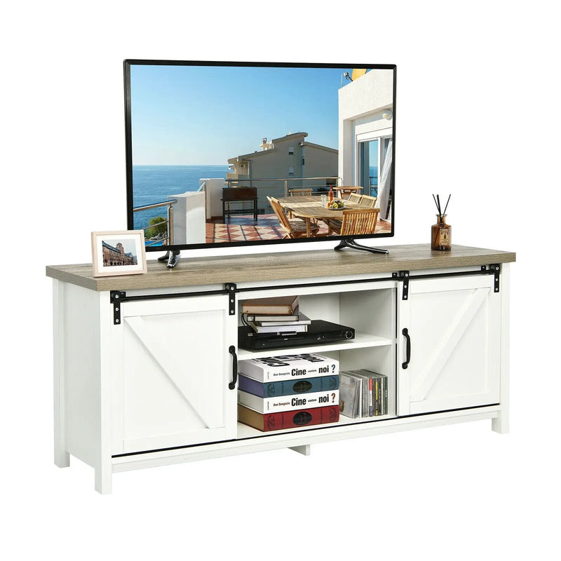 TV Stand Media Center Console Cabinet with Sliding Barn Door by DirectDeals