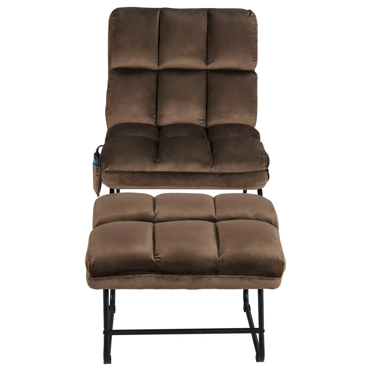 Velvet Massage Recliners with Ottoman Remote Control and Side Pocket by DirectDeals