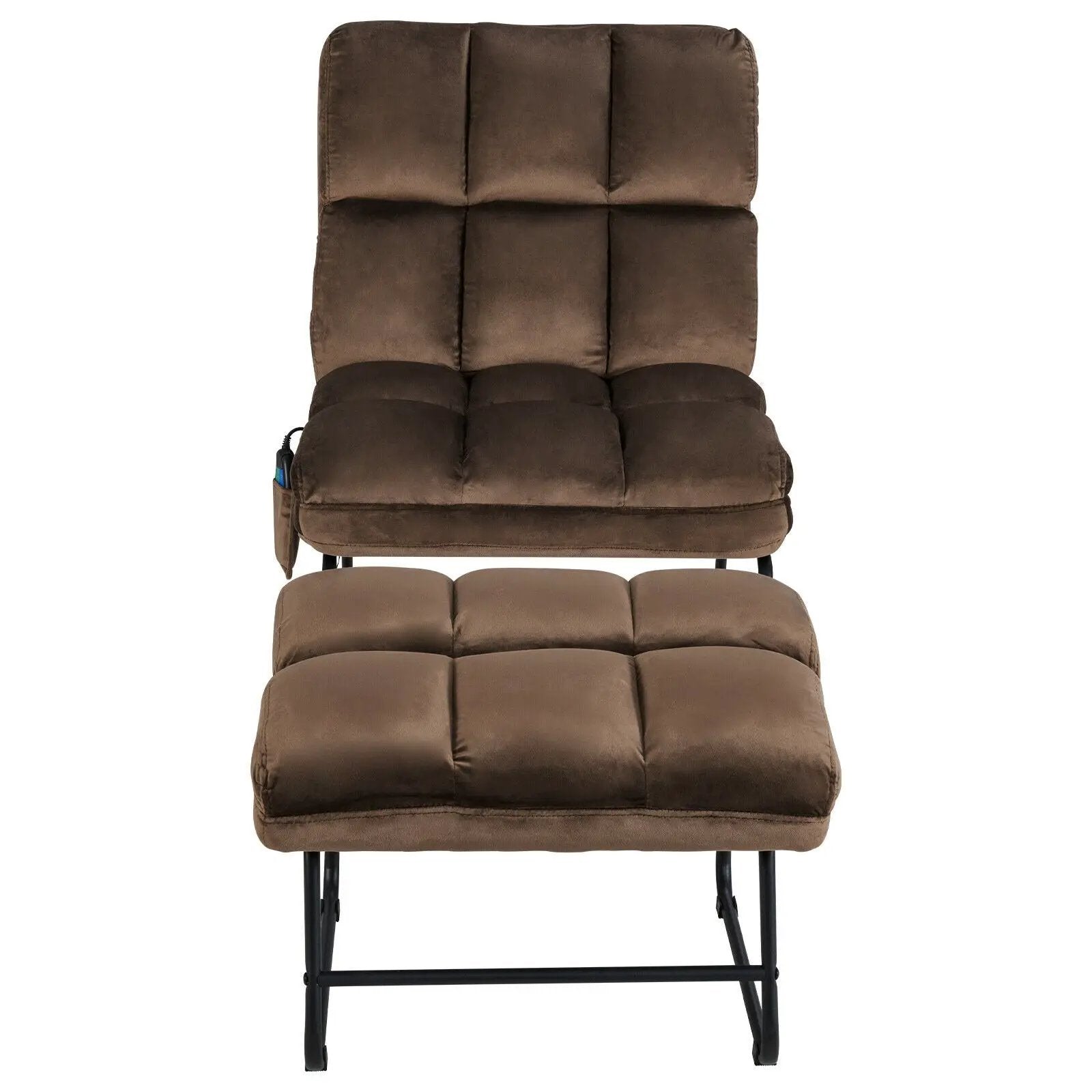 Velvet Massage Recliners with Ottoman Remote Control and Side Pocket by DirectDeals