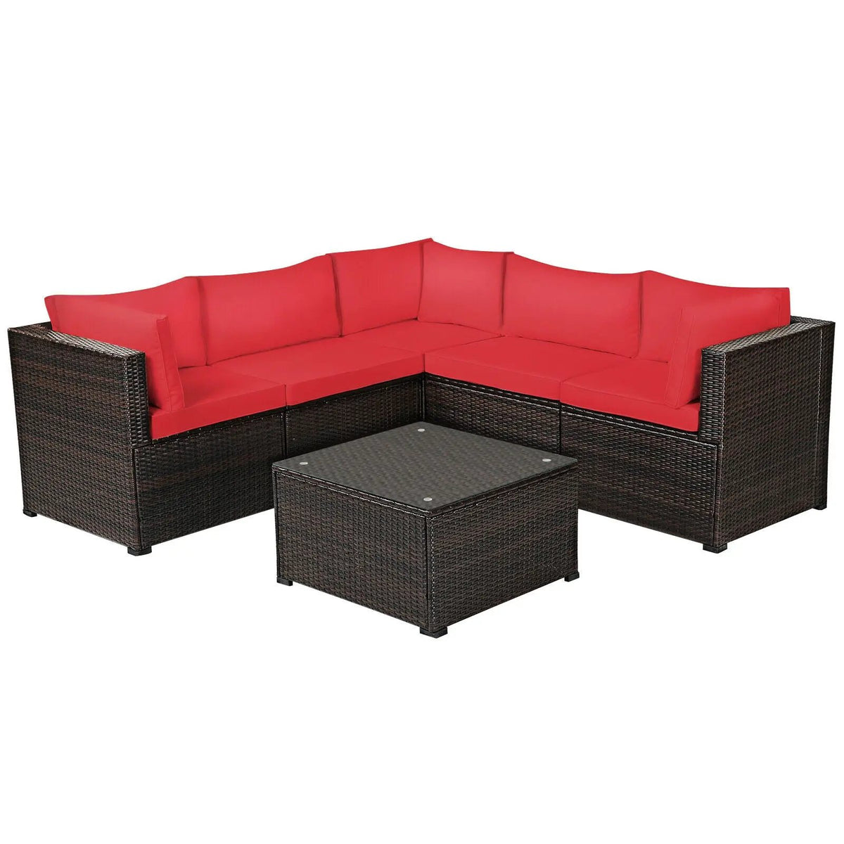 6 Pieces Patio Furniture Sofa Set with Cushions for Outdoor by DirectDeals