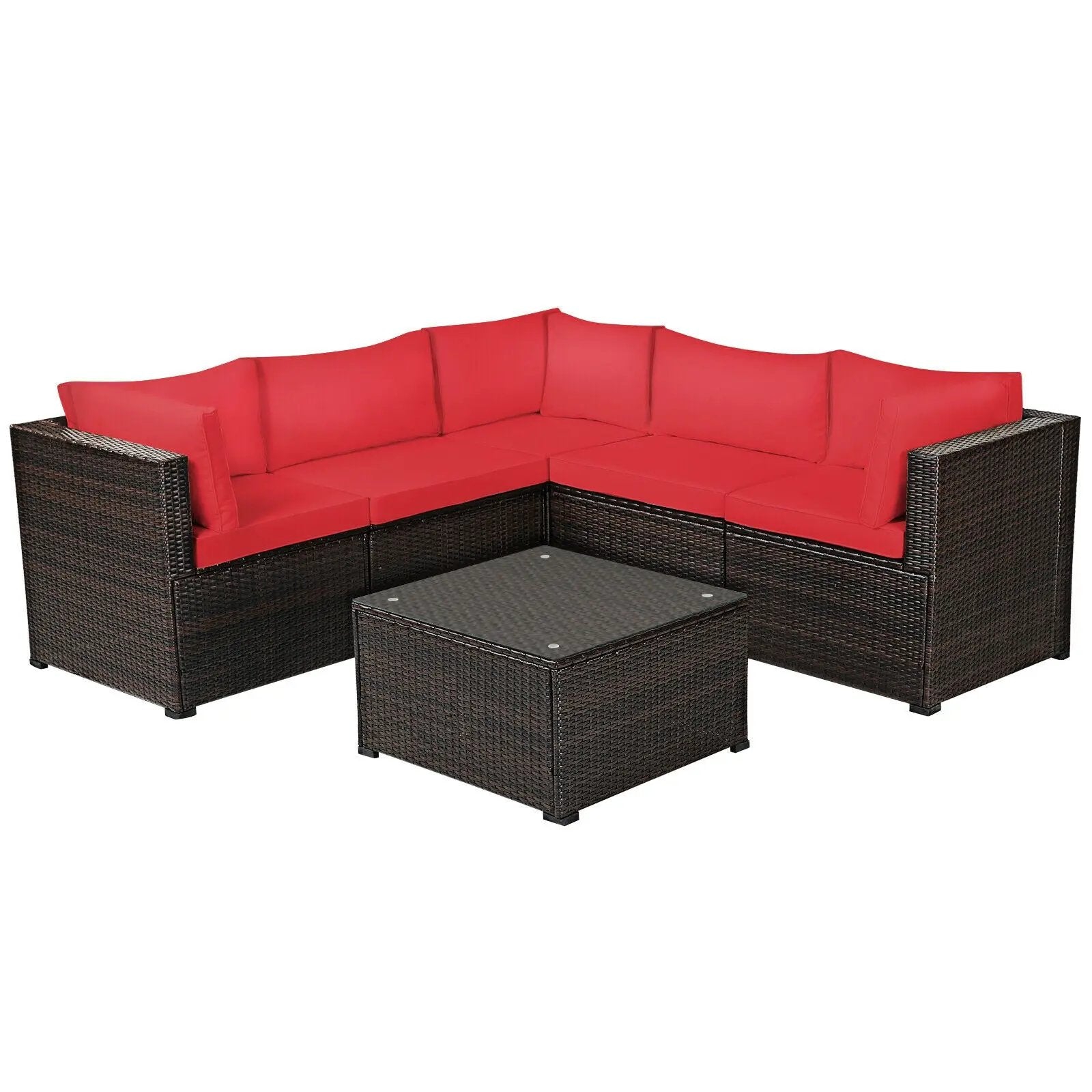 6 Pieces Patio Furniture Sofa Set with Cushions for Outdoor by DirectDeals