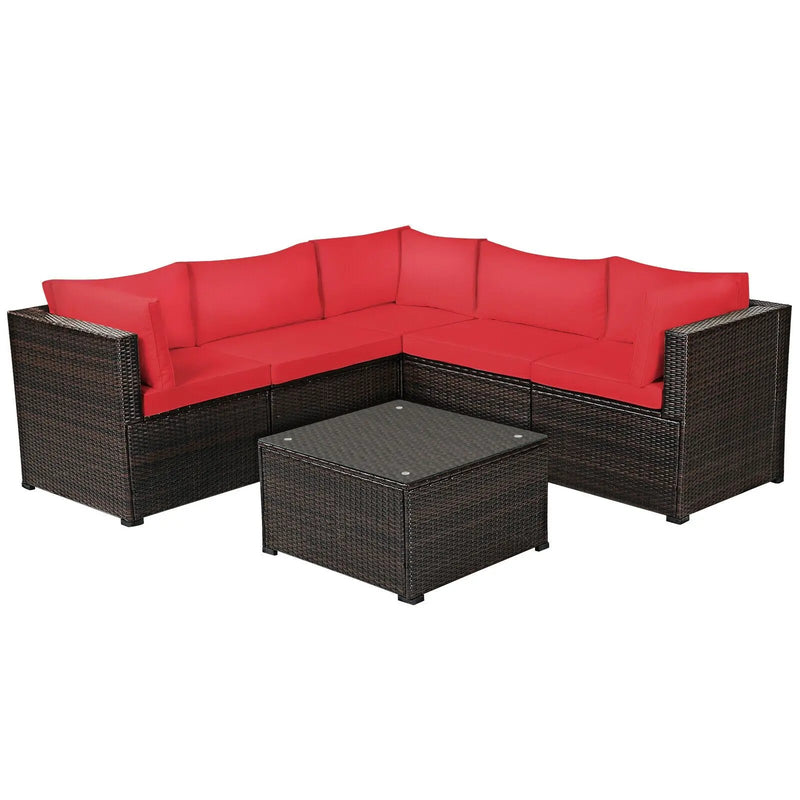 6 Pieces Patio Furniture Sofa Set with Cushions for Outdoor by DirectDeals