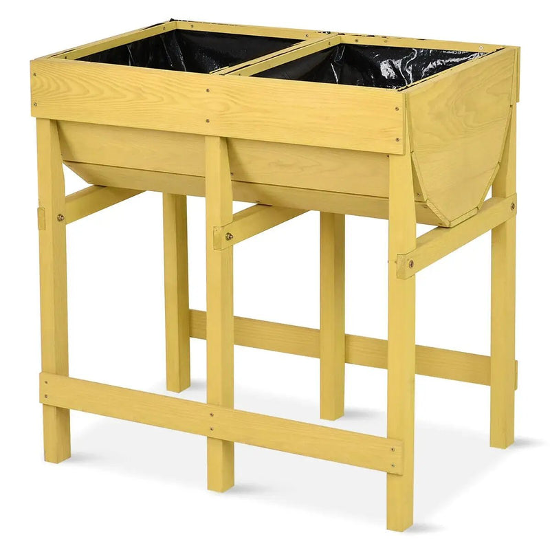Raised Wooden Planter Vegetable Flower Bed with Liner by DirectDeals