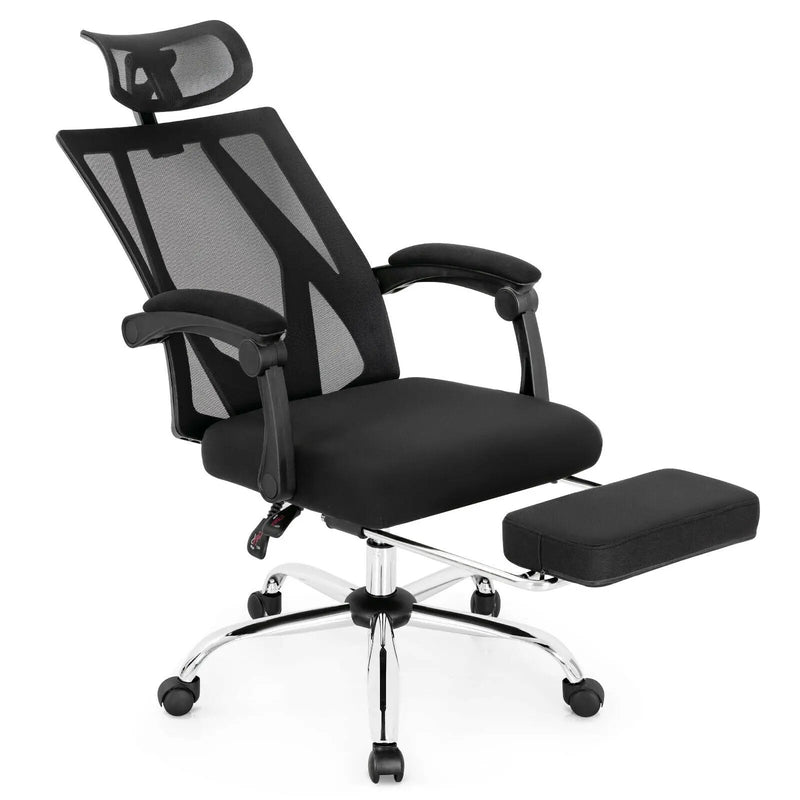 Ergonomic Recliner Mesh Office Chair with Adjustable Footrest-Black by DirectDeals