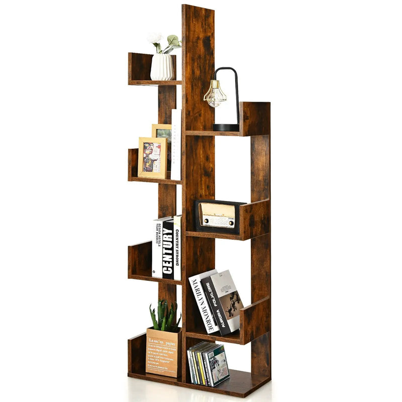 8-Tier Bookshelf Bookcase with 8 Open Compartments Space-Saving Storage Rack by DirectDeals