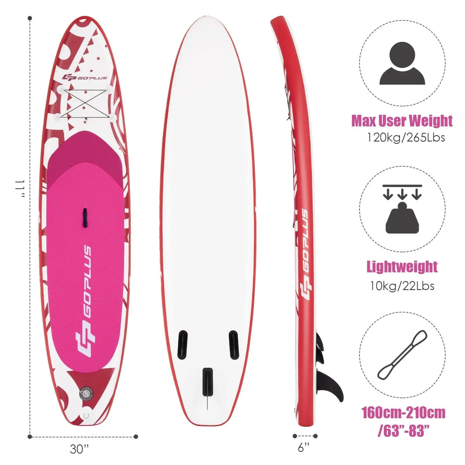 10.6 Feet Inflatable Adjustable Paddle Board with Carry Bag by DirectDeals