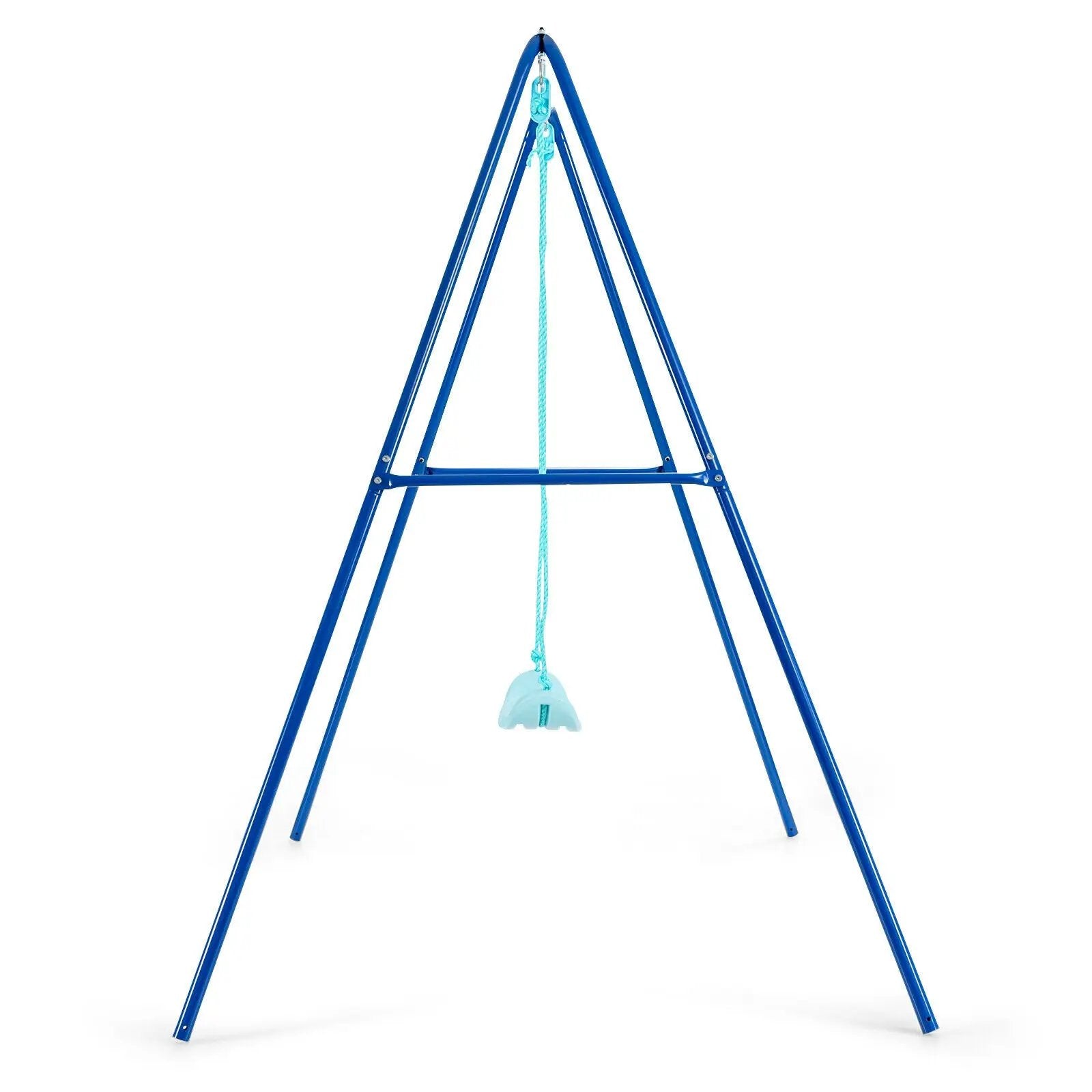 Outdoor Kids Swing Set with Heavy-Duty Metal A-Frame and Ground Stakes by DirectDeals