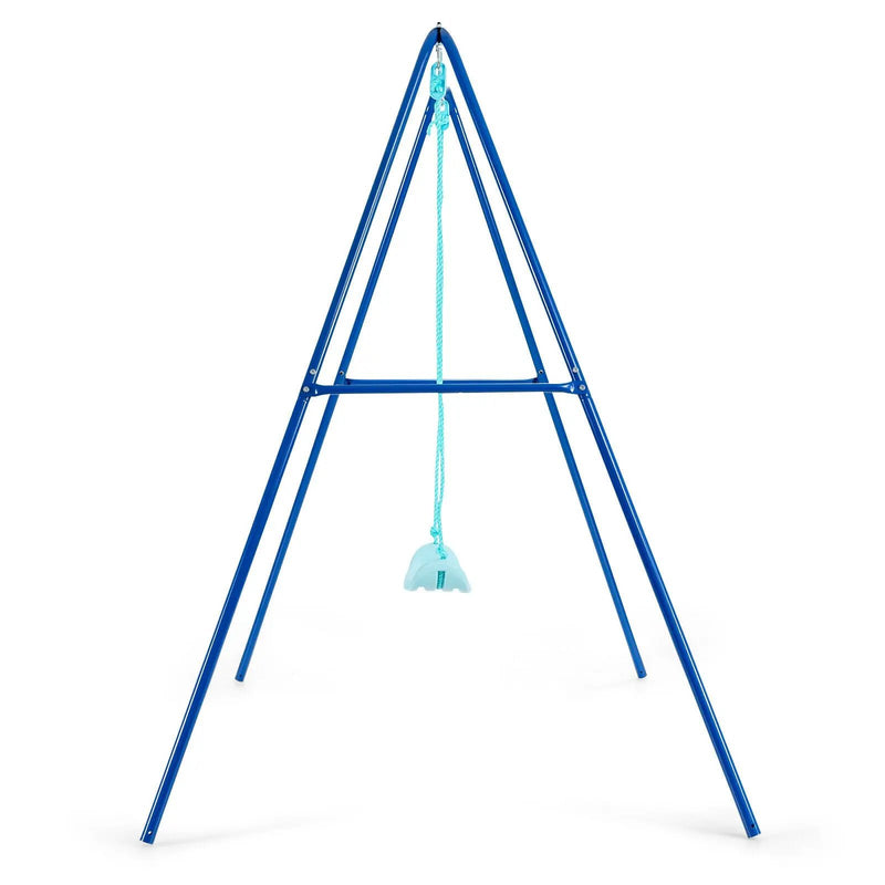 Outdoor Kids Swing Set with Heavy-Duty Metal A-Frame and Ground Stakes by DirectDeals