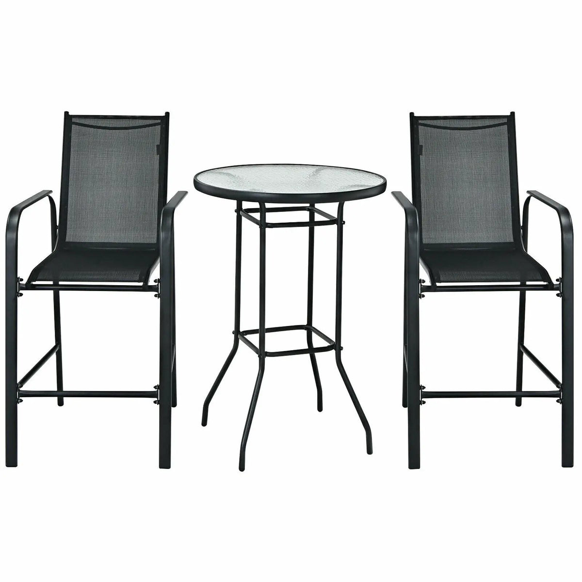 3 Pieces Outdoor Patio Bar Table Stool Set by DirectDeals
