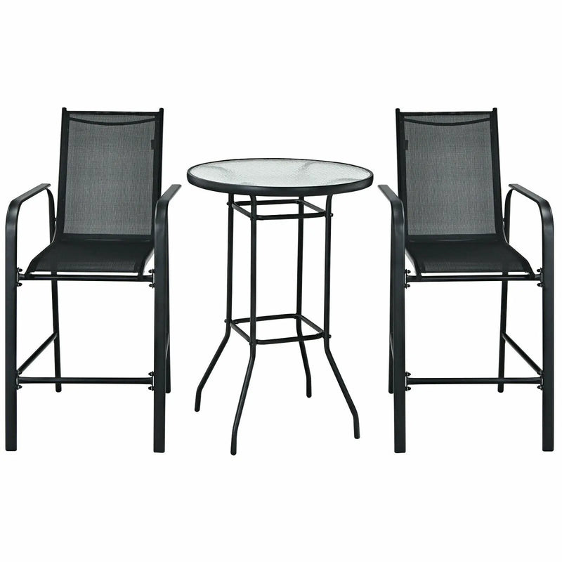 3 Pieces Outdoor Patio Bar Table Stool Set by DirectDeals