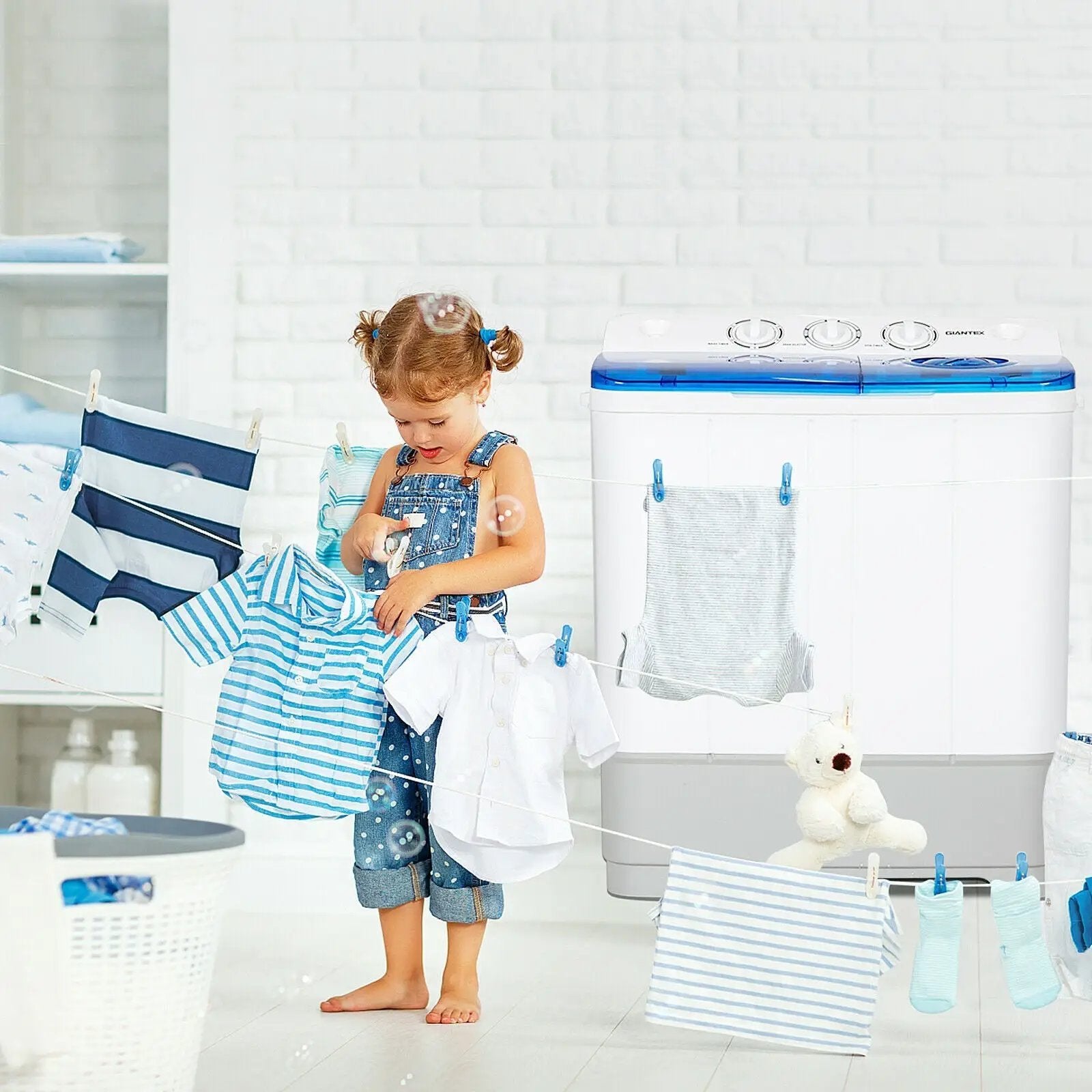 2-in-1 Portable 22lbs Capacity Washing Machine with Timer Control by DirectDeals