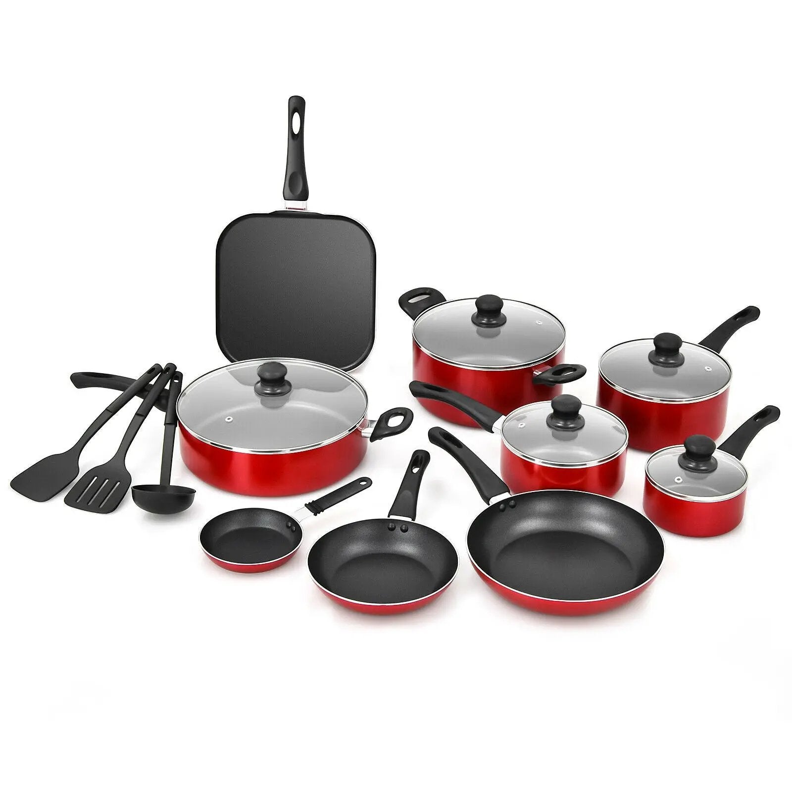 17 Pieces Hard Anodized Nonstick Cookware Pots and Pans Set by DirectDeals