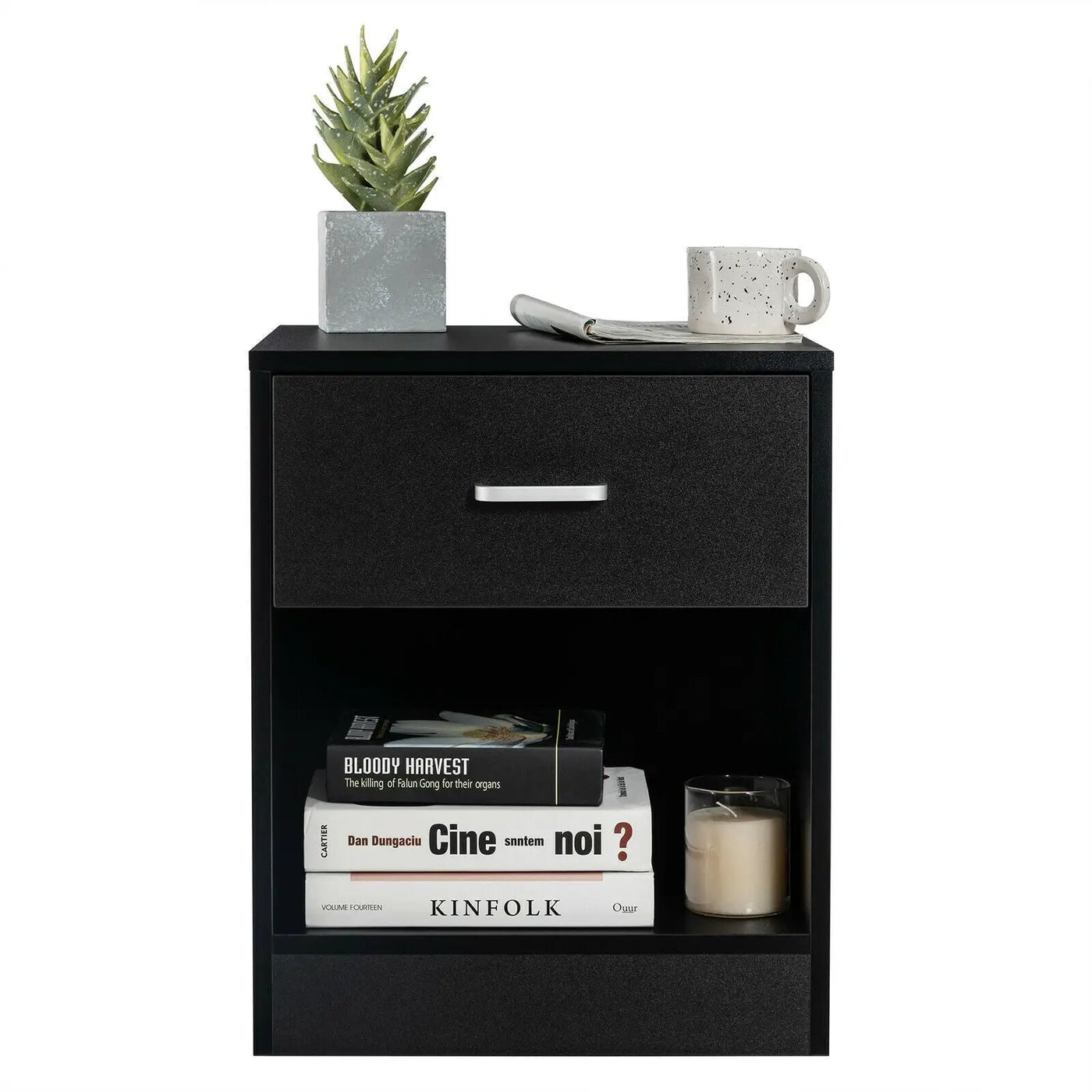 Modern Nightstand with Storage Drawer and Cabinet by DirectDeals