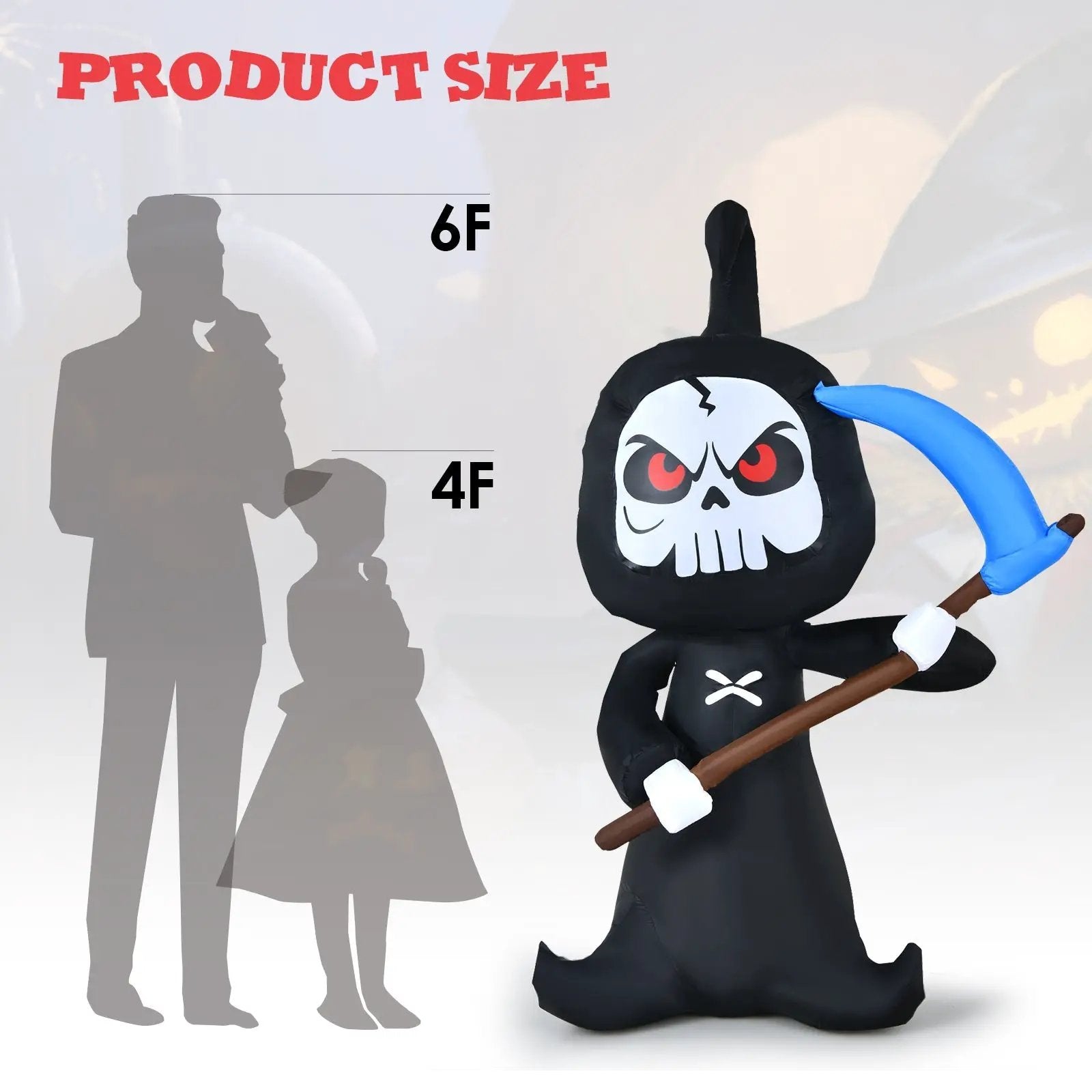 6 Feet Halloween Inflatable Decorations with Built-in LED Lights by DirectDeals