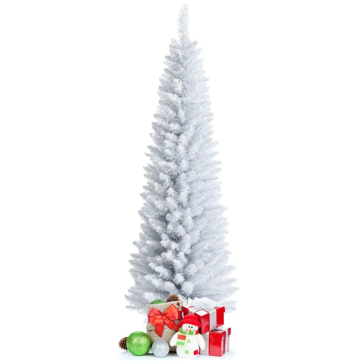 6 Feet Unlit Artificial Slim Pencil Christmas Tree with Metal Stand by DirectDeals