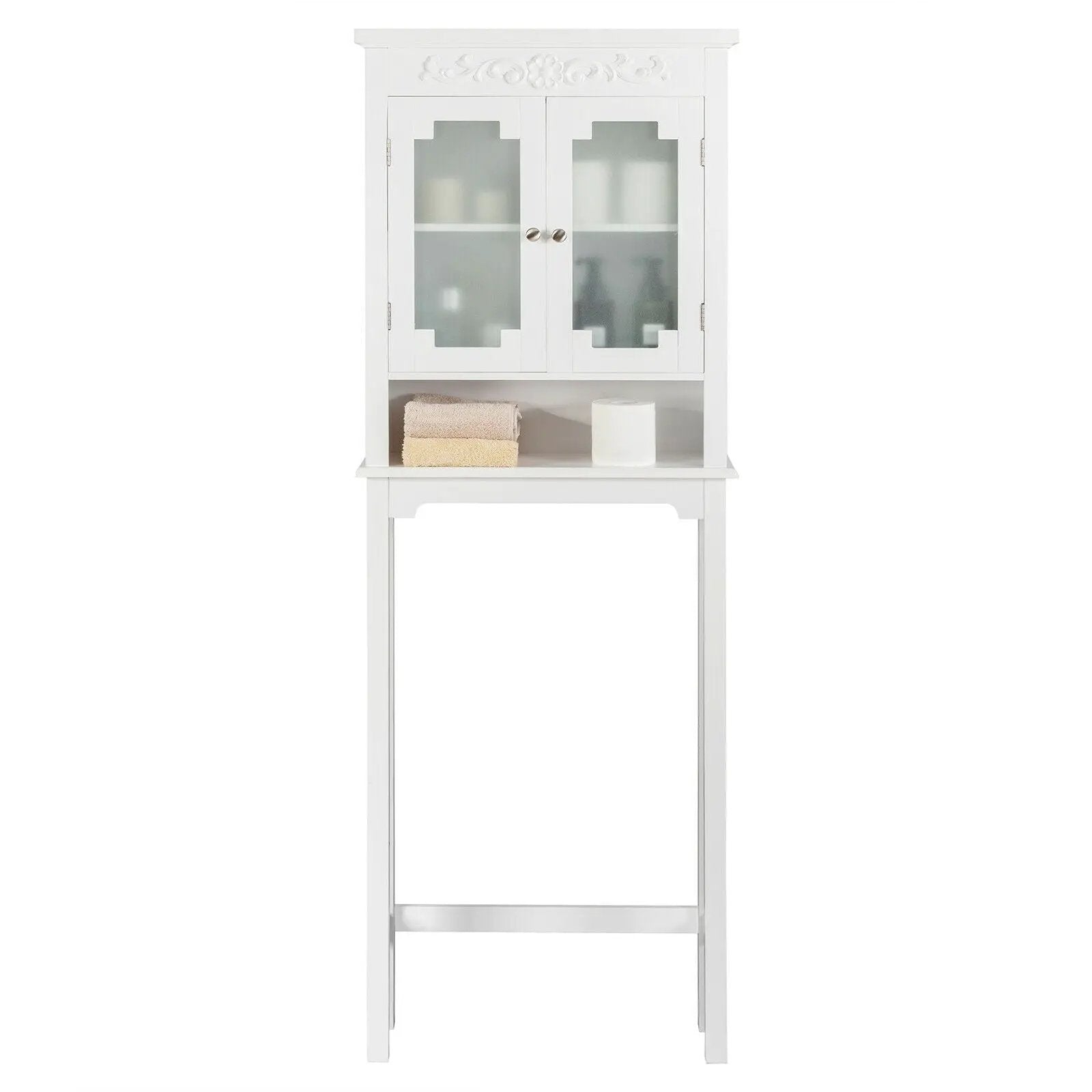Bathroom Space Saver Carved Top Toilet Rack with Adjustable Shelf by DirectDeals