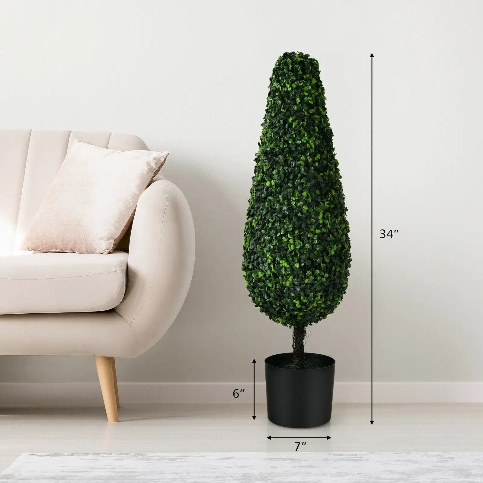 2 Pack 3 Feet Artificial Tower UV Resistant Indoor Outdoor Topiary Tree by DirectDeals