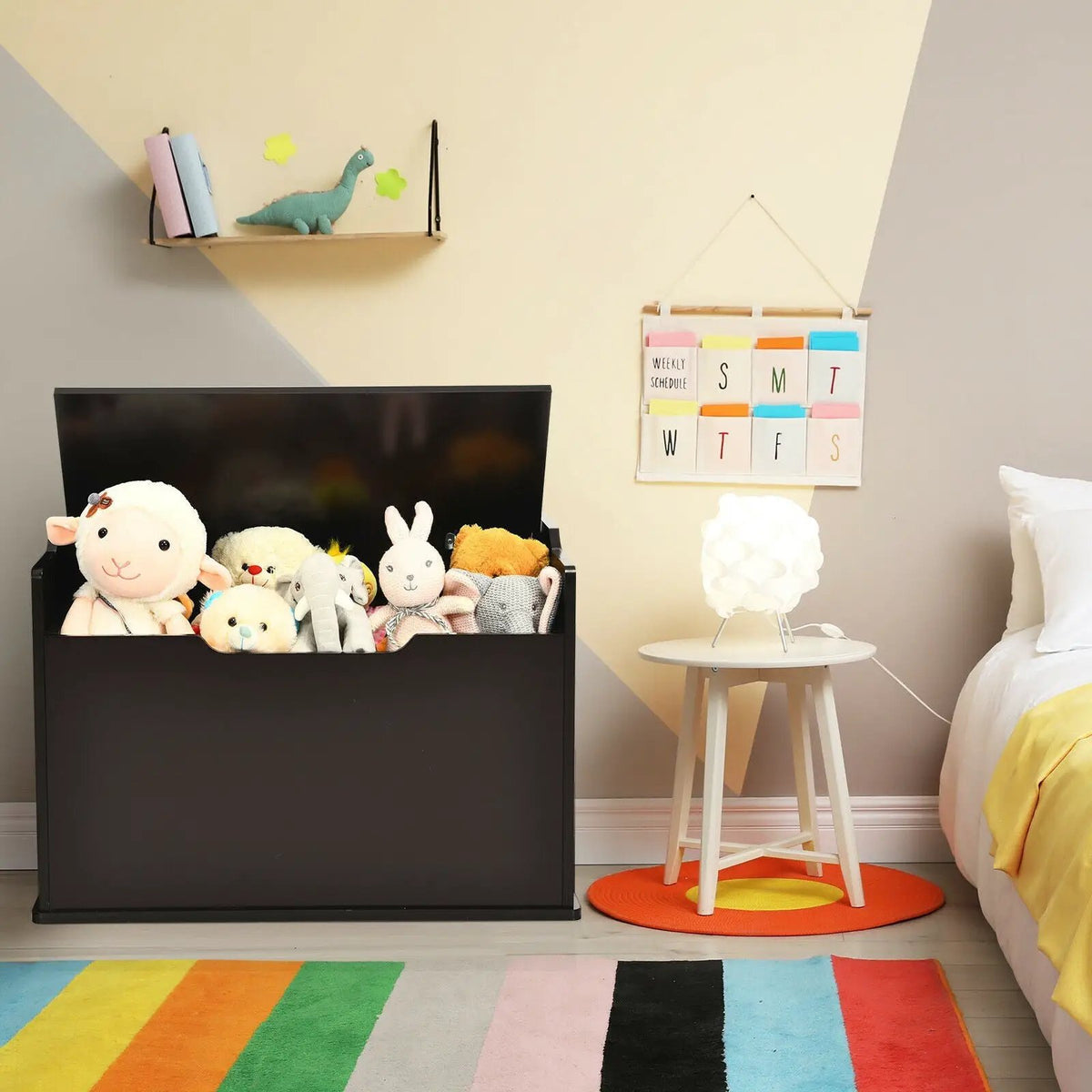 Kids Toy Wooden Flip-top Storage Box Chest Bench with Cushion Hinge by DirectDeals