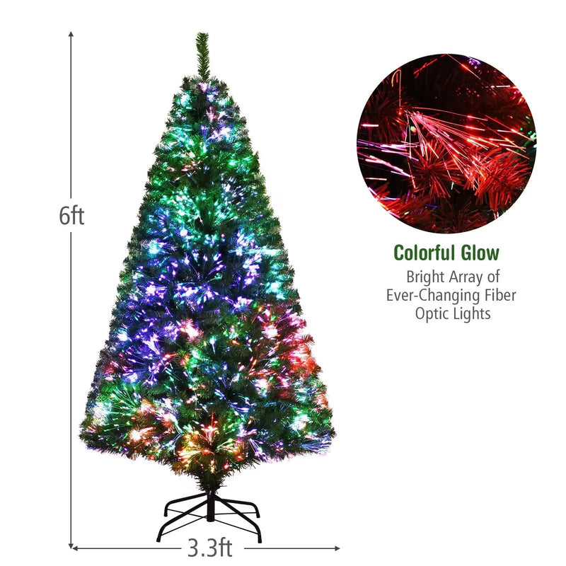 6 Feet Pre-lit Fiber Optic Artificial Christmas Tree with 617 Branch Tips by DirectDeals
