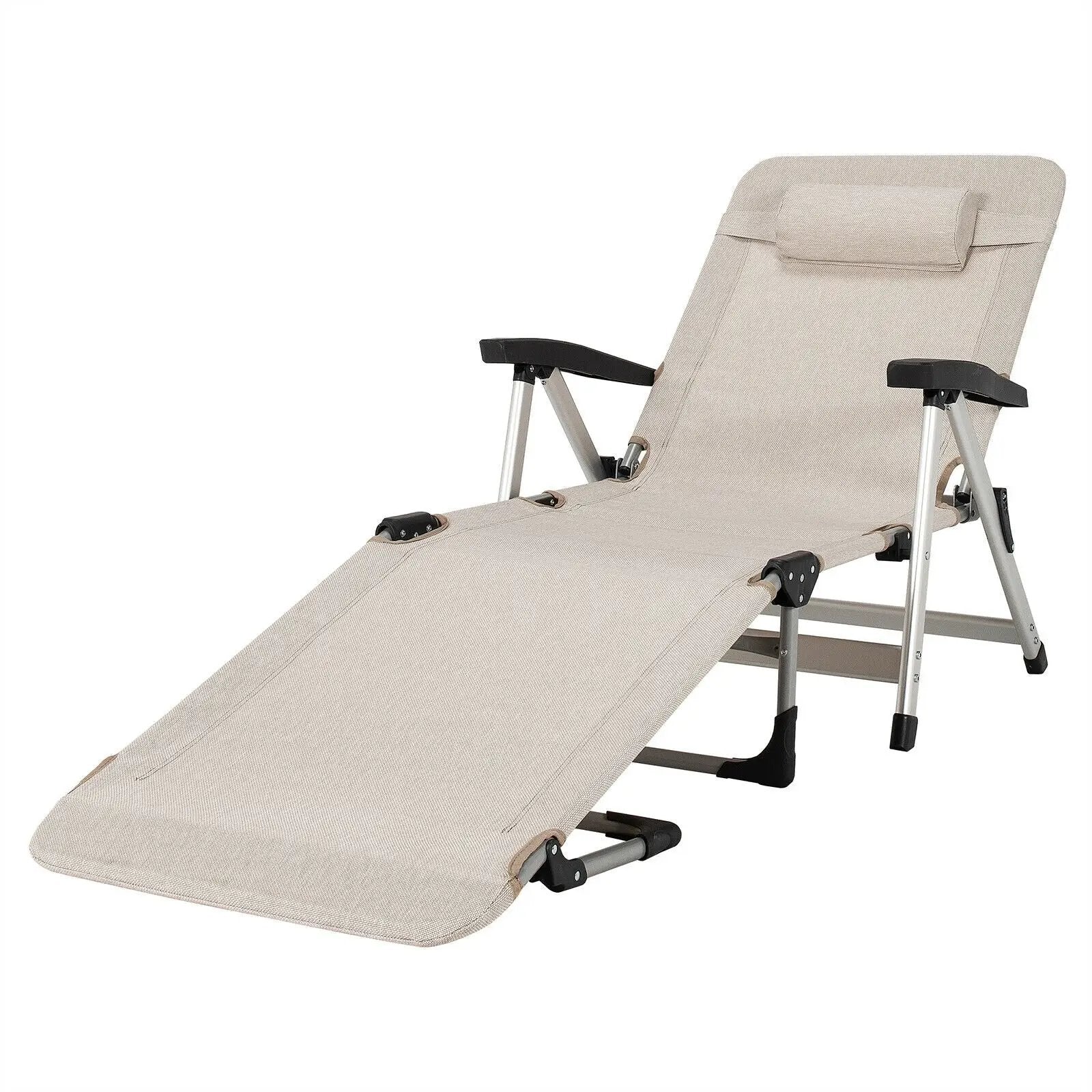 Beach Folding Chaise Lounge Recliner with 7 Adjustable Position by DirectDeals