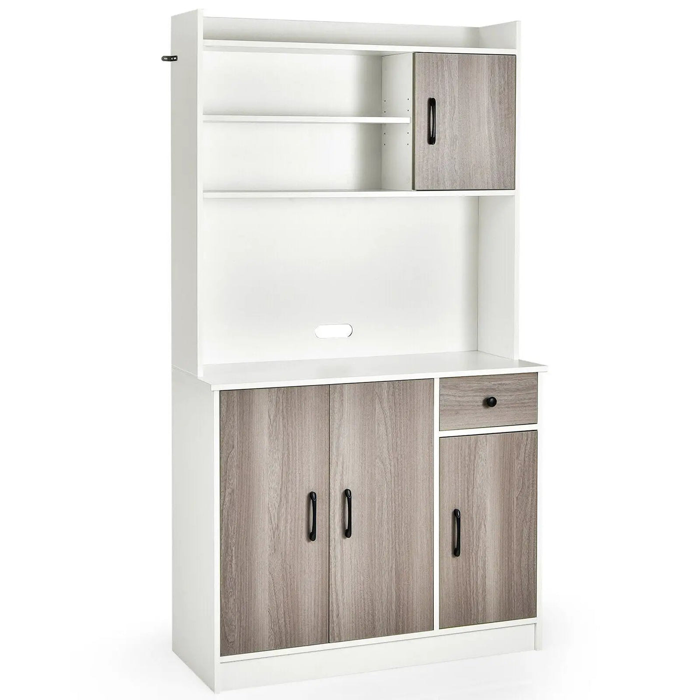 4-Door Freestanding Kitchen Buffet with Hutch and Adjustable Shelves by DirectDeals