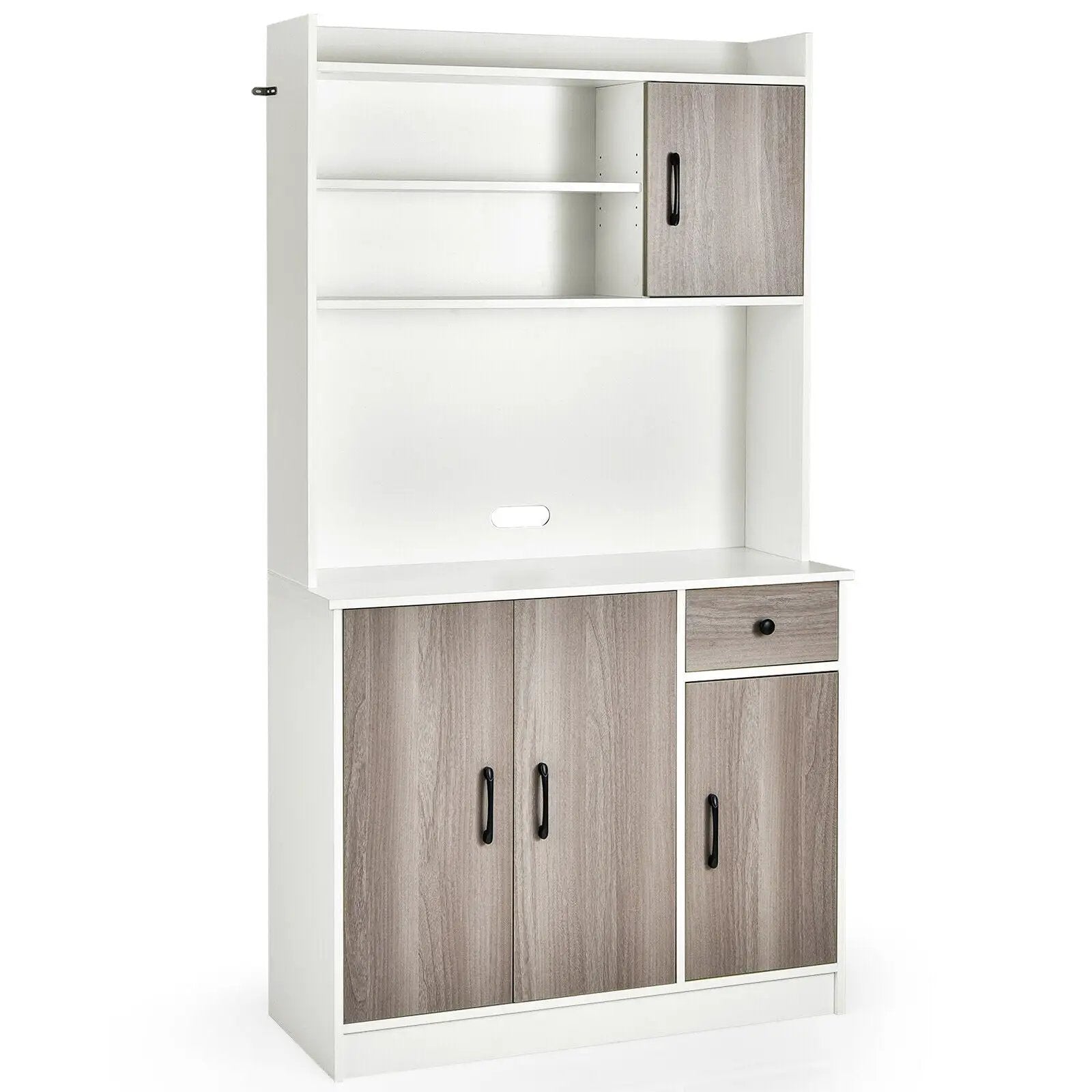 4-Door Freestanding Kitchen Buffet with Hutch and Adjustable Shelves by DirectDeals