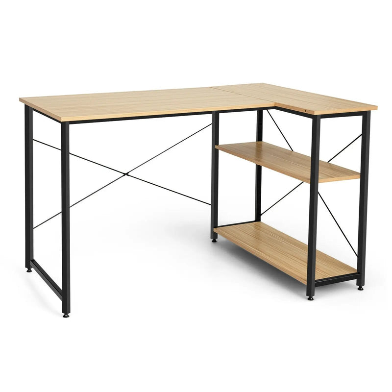 48 Inch Reversible L Shaped Computer Desk with Adjustable Shelf by DirectDeals