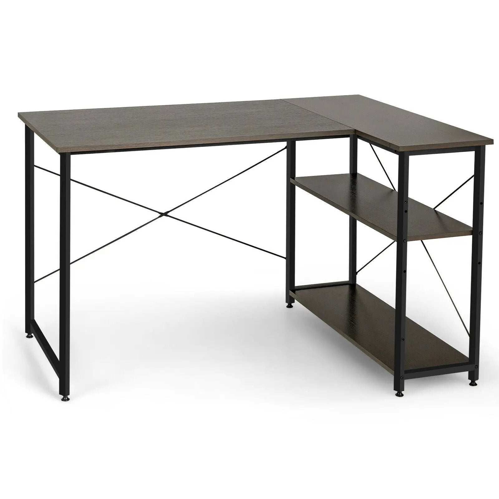 48 Inch Reversible L Shaped Computer Desk with Adjustable Shelf by DirectDeals