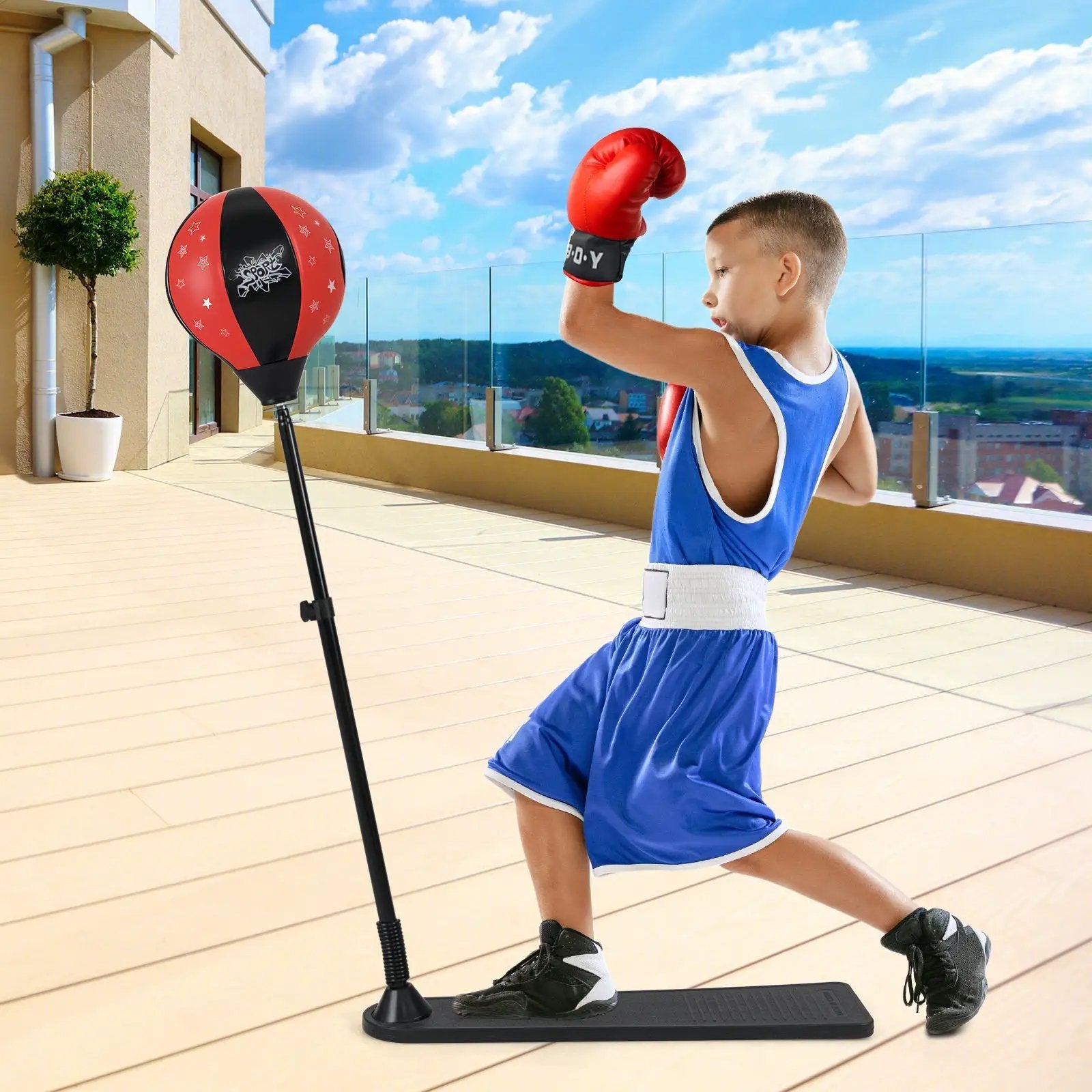 Kids Punching Bag with Adjustable Stand and Boxing Gloves by DirectDeals