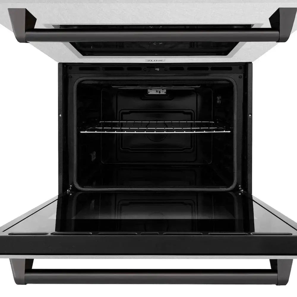 ZLINE 30"Professional True Convection Double Wall Oven, Air Fry, Self Clean, DuraSnow® Matte Black WADSZ-30-MB by Farmhouse Kitchen and Bath