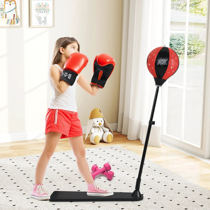 Kids Punching Bag with Adjustable Stand and Boxing Gloves by DirectDeals