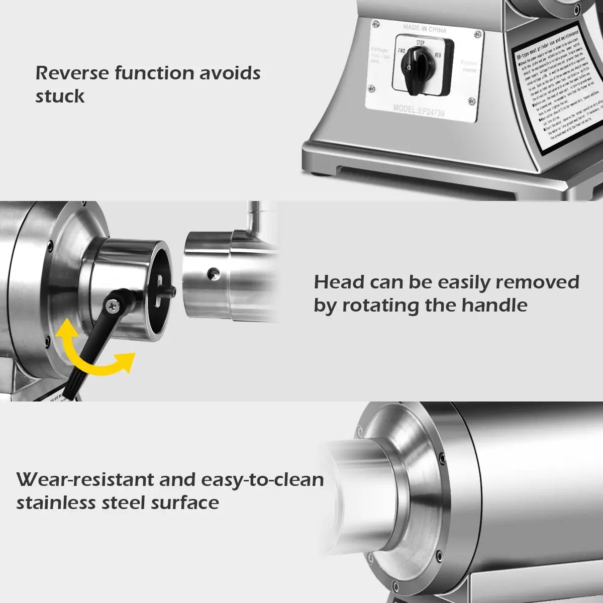 Heavy Duty 1.5HP 1100W 550LB/h Commercial Grade Meat Grinder by DirectDeals