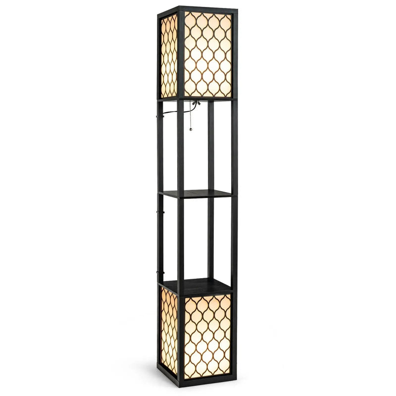 Modern Shelf Freestanding Floor Lamp with Double Lamp Pull Chain and Foot Switch by DirectDeals